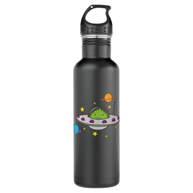 Alien in Ufo 710 Ml Water Bottle (Front)