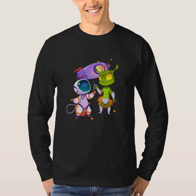 Alien Inking Astronaut Tattoo T-Shirt (Front)