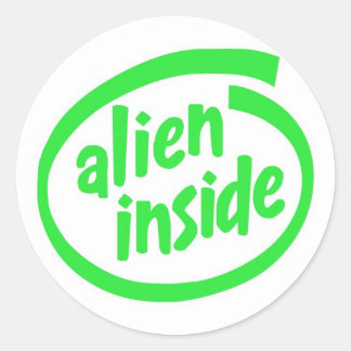 Alien inside classic round sticker