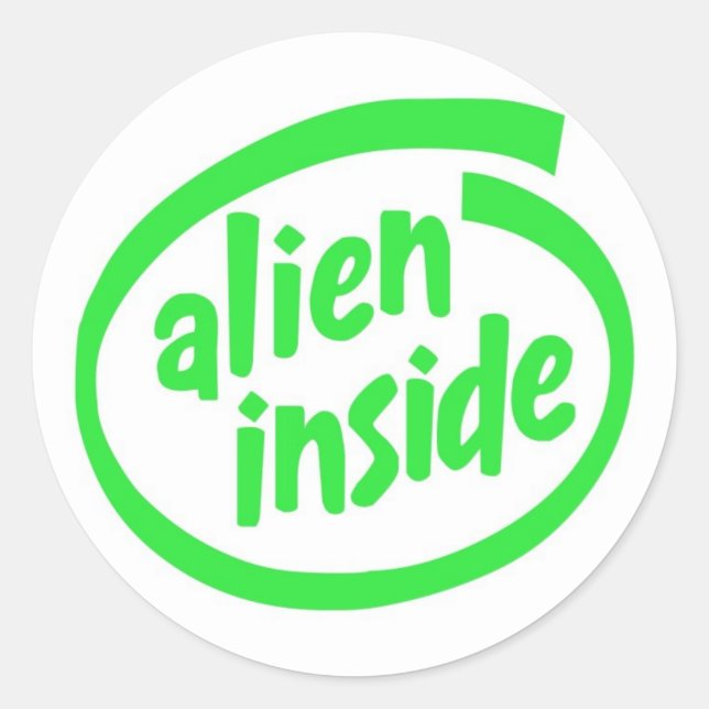 Alien inside classic round sticker (Front)