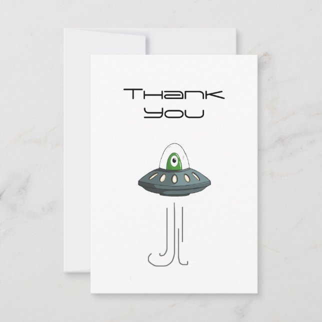 Alien Invader Flat Thank You Card (Front)