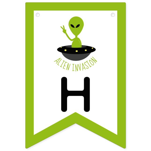 Alien Invasion, Birthday Bunting Flags (Second Flag)