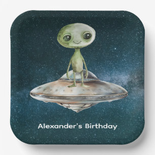 Alien Invasion Outer Space Birthday Paper Plate