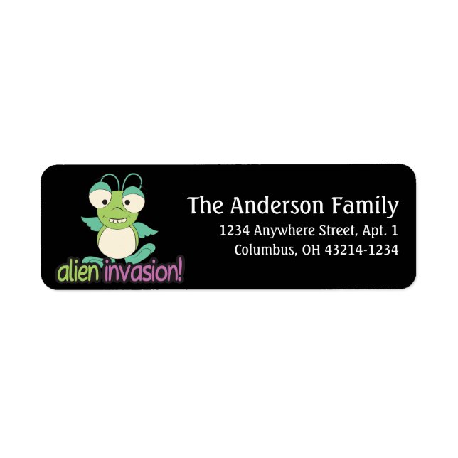 Alien Invasion Outer Space Fun Address Labels d3 (Front)
