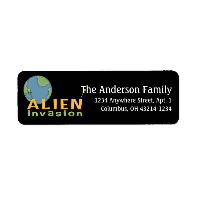 Alien Invasion Space Theme Return Address Label (Front)