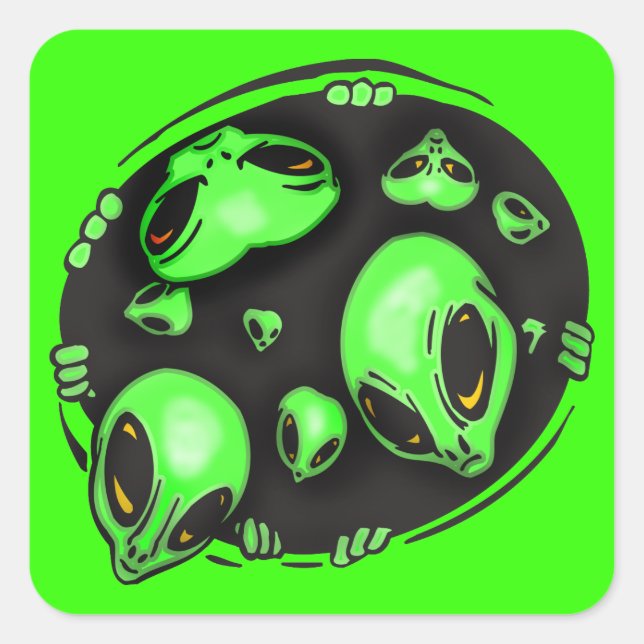 Alien Invasion Square Sticker (Front)