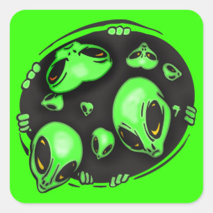Alien Invasion Square Sticker