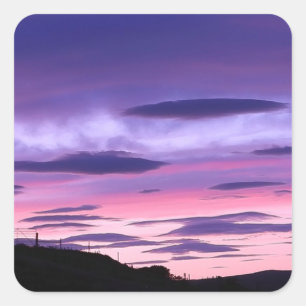 Alien Invasion Sunset Square Sticker