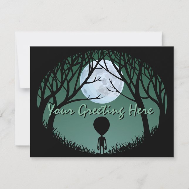 Alien Invitations Personalized Cute Alien Art RSVP (Front)