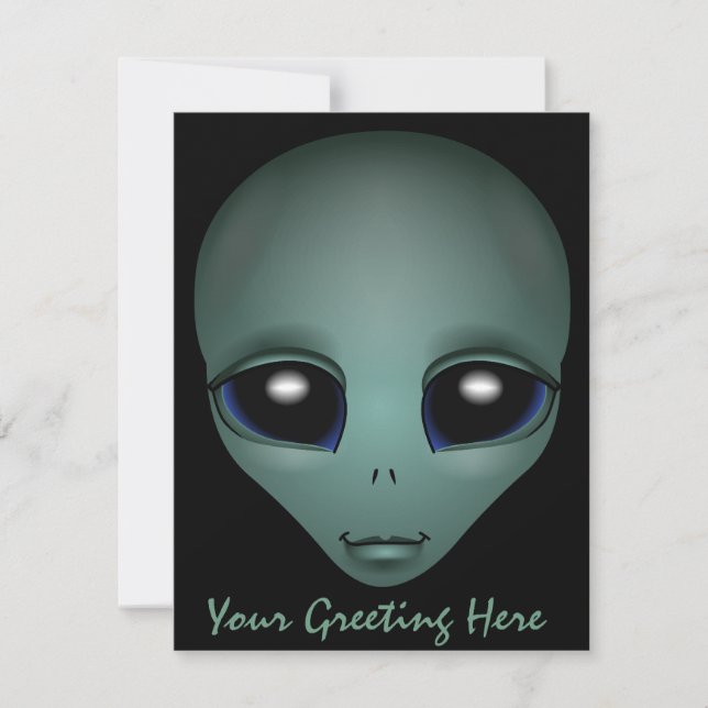 Alien Invitations Personalized Cute Alien Art RSVP (Front)