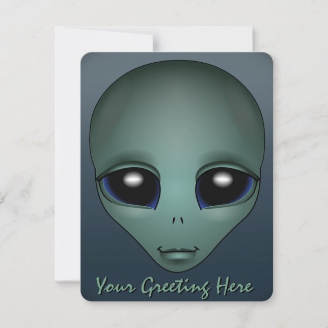 Alien Invitations Personalized Cute Alien Art RSVP (Front)