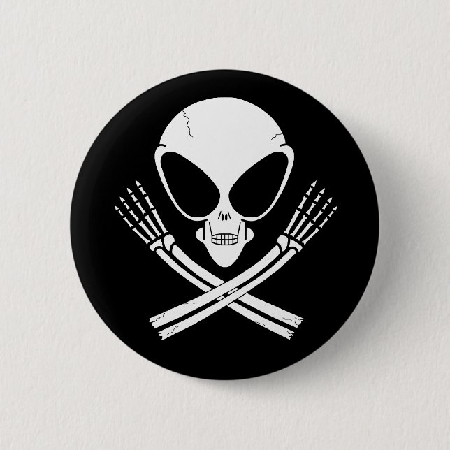 alien jolly rodger 2 inch round button (Front)
