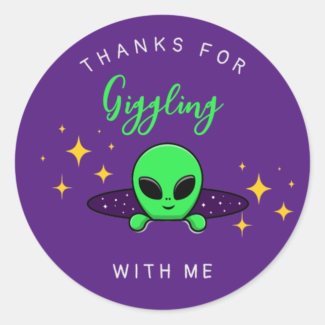 Alien Kids birthday party favour Classic Round Sticker (Front)