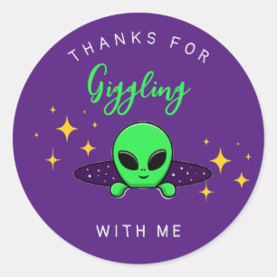Alien Kids birthday party favour Classic Round Sticker
