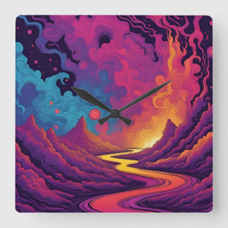 Alien Lands Square Wall Clock