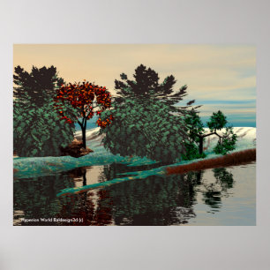ALIEN LANDSCAPE /LAGOON IN HYPERION Sci_Fi Poster