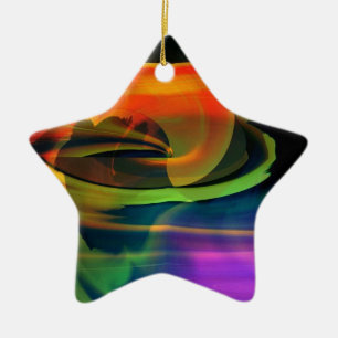 Alien Landscape Rainbow Abstract Ceramic Ornament