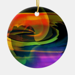 Alien Landscape Rainbow Abstract Ceramic Ornament