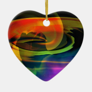 Alien Landscape Rainbow Abstract Ceramic Ornament