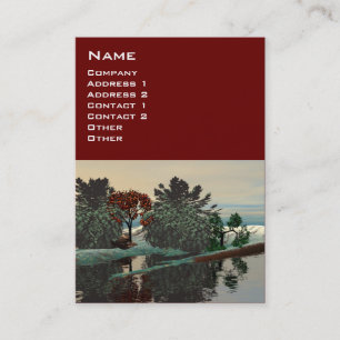 ALIEN LANDSCAPE,TREES LAGOON HYPERION Sci Fi Red Business Card