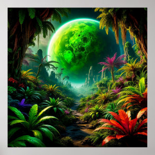 Alien Landscape with Lush Vegetation Poster