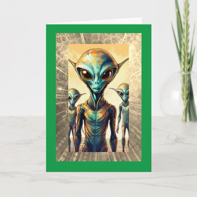 Alien Life at 40, 5" x 7" Carte d'anniversaire pli (Devant)