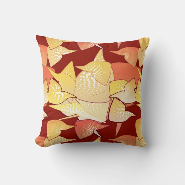 “Alien Lilies” Abstract - Rust and Gold Throw Pillow (Front)