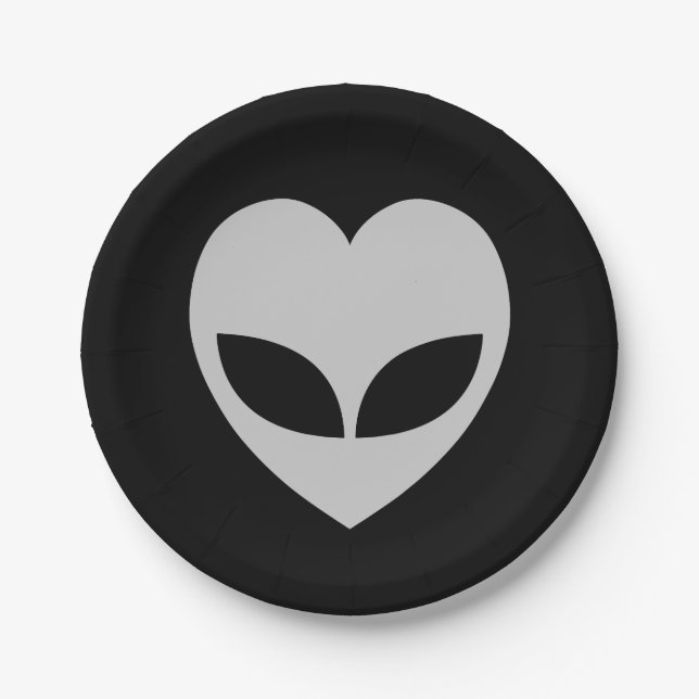 Alien Love Heart Paper Plate (Front)