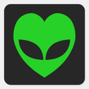 Alien Love Heart Square Sticker