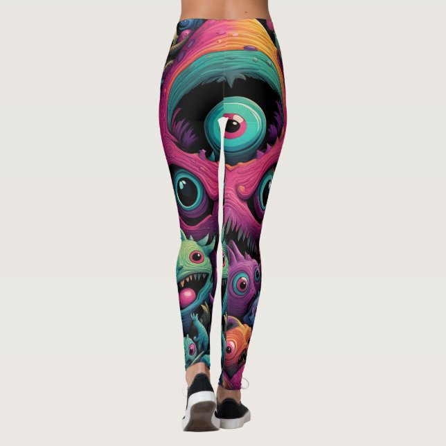 alien love hero funny happy healthy leggings (Back)