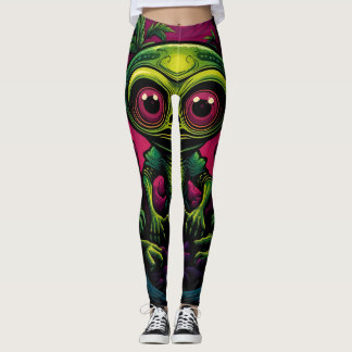 alien love skull funny good mood lucky leggings