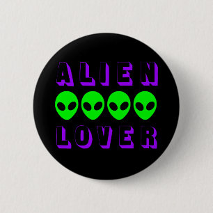 Alien Lover in Dark Purple and Sci Fi Green 2 Inch Round Button