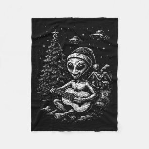 Alien Loves Christmas Fleece Blanket