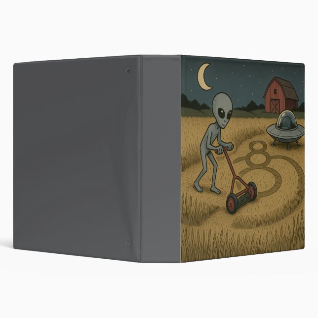 Alien Makes Crop Circles Fun Science Fiction Art Binder (Background)
