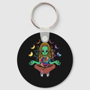 Alien Mandala Meditation Transcendental Lotus Yoga Keychain
