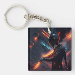 Alien Manipulating Fire Beam Keychain