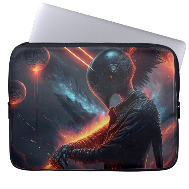 Alien Manipulating Fire Beam Laptop Sleeve (Front)