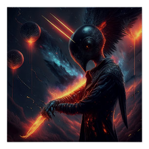 Alien Manipulating Fire Beam Poster