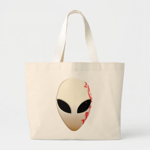 Alien Mask with Futuristic Markings Large Tote Bag