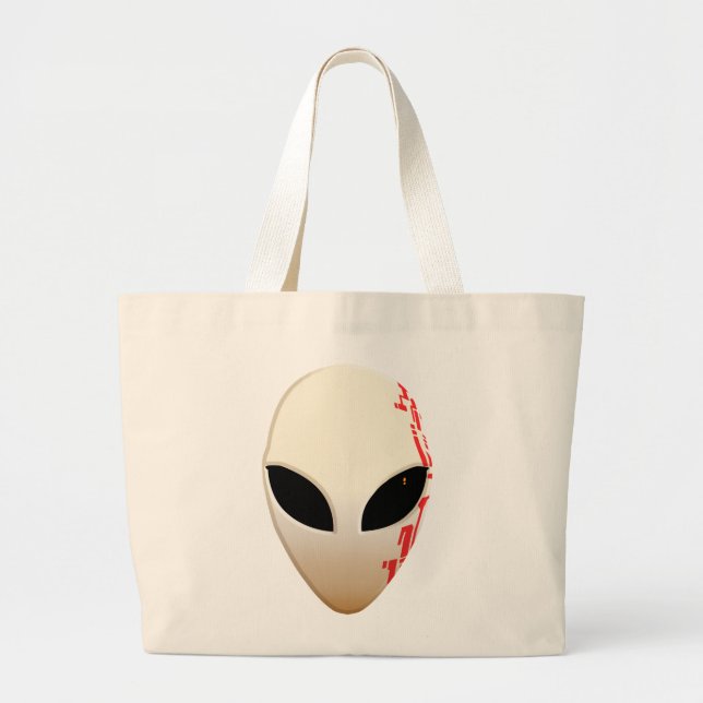 Alien Mask with Futuristic Markings Large Tote Bag (Front)