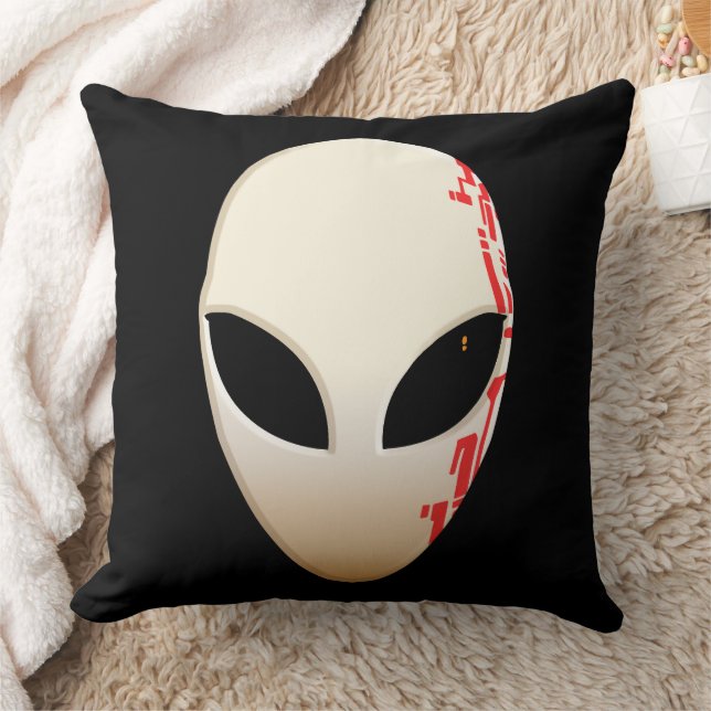 Alien Mask with Futuristic Markings Throw Pillow (Blanket)