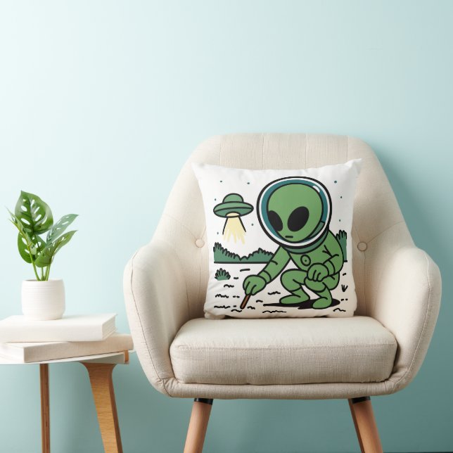 Alien Melancholy Throw Pillow (Chair)