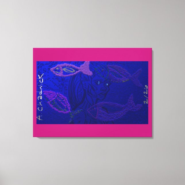 Alien Mermaid with Semi-Transparent Fish Canvas Print (Front)
