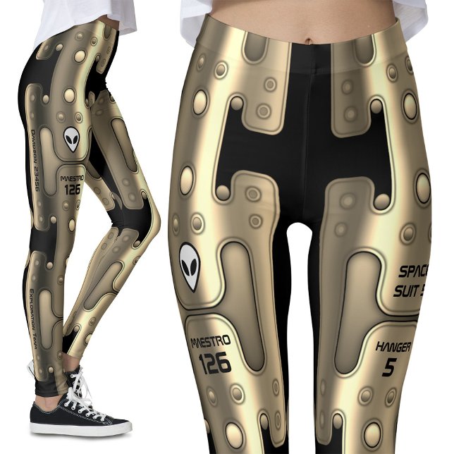 Alien Metallic Android Space Suit Golden Robot Leggings (Creator Uploaded)