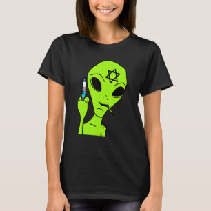 Alien Middle Finger Hanukkah  Chanukah Jewish Holi T-Shirt