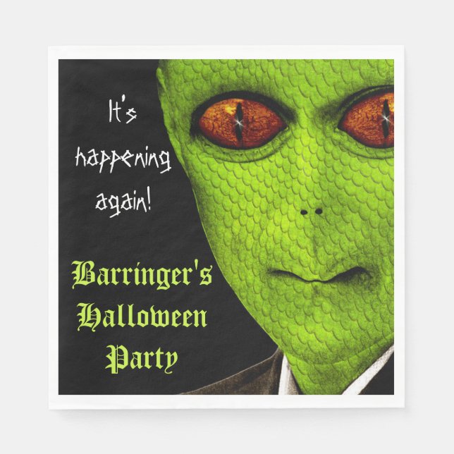 Alien Monster Halloween Party Napkin (Front)