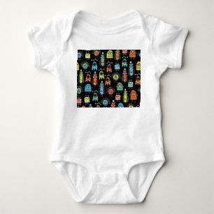 Alien Monsters: Cute Seamless Vintage Baby Bodysuit