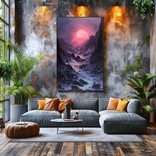 Alien Moon Road: Surreal Landscape Poster