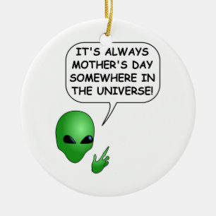 Alien Mother's Day Ceramic Ornament