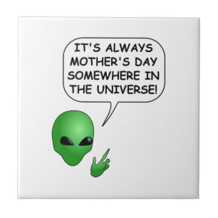 Alien Mother's Day Square Tile